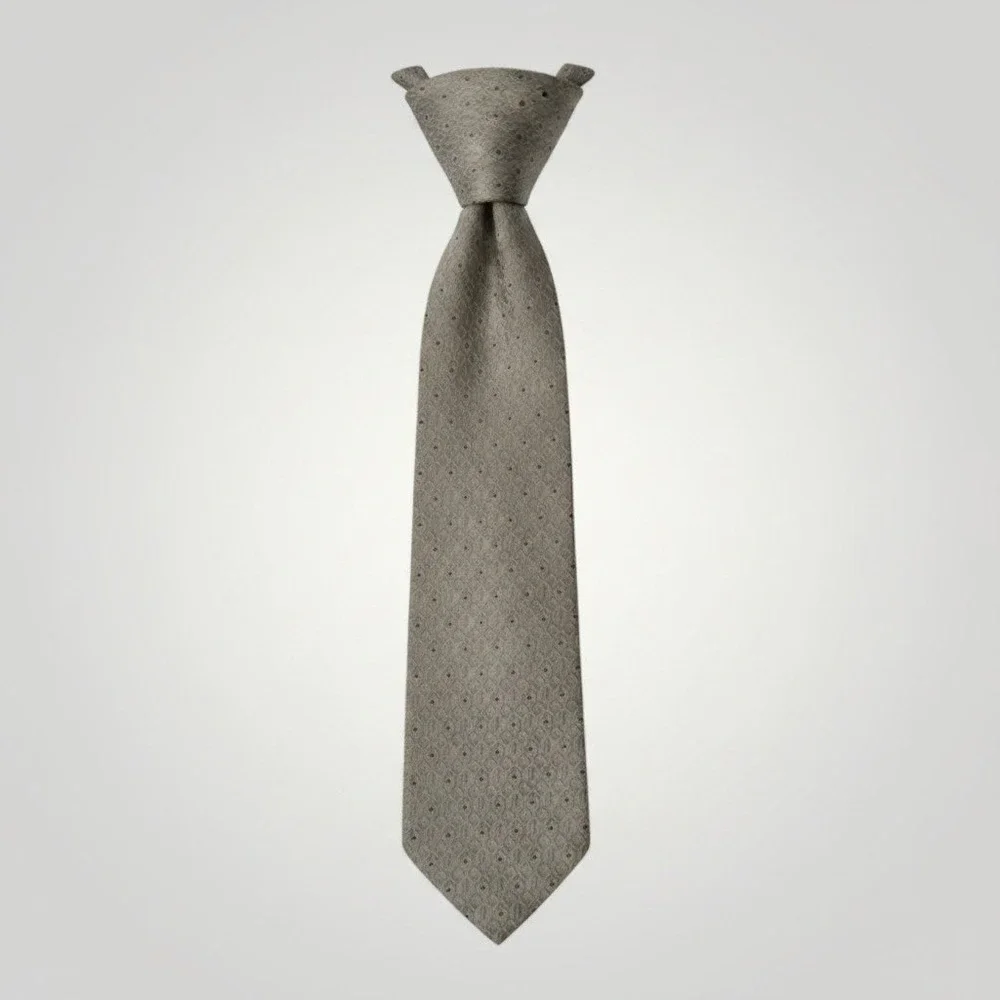 Claude Montana Necktie Vintage Taupe Grey Geometric Diamond Silk Italy Luxury